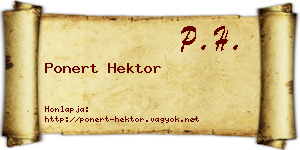 Ponert Hektor névjegykártya